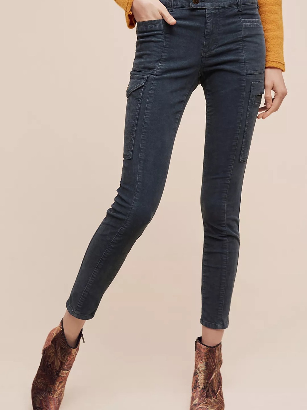 Anthropologie Slim Cargo Ankle Jeans in dark blue